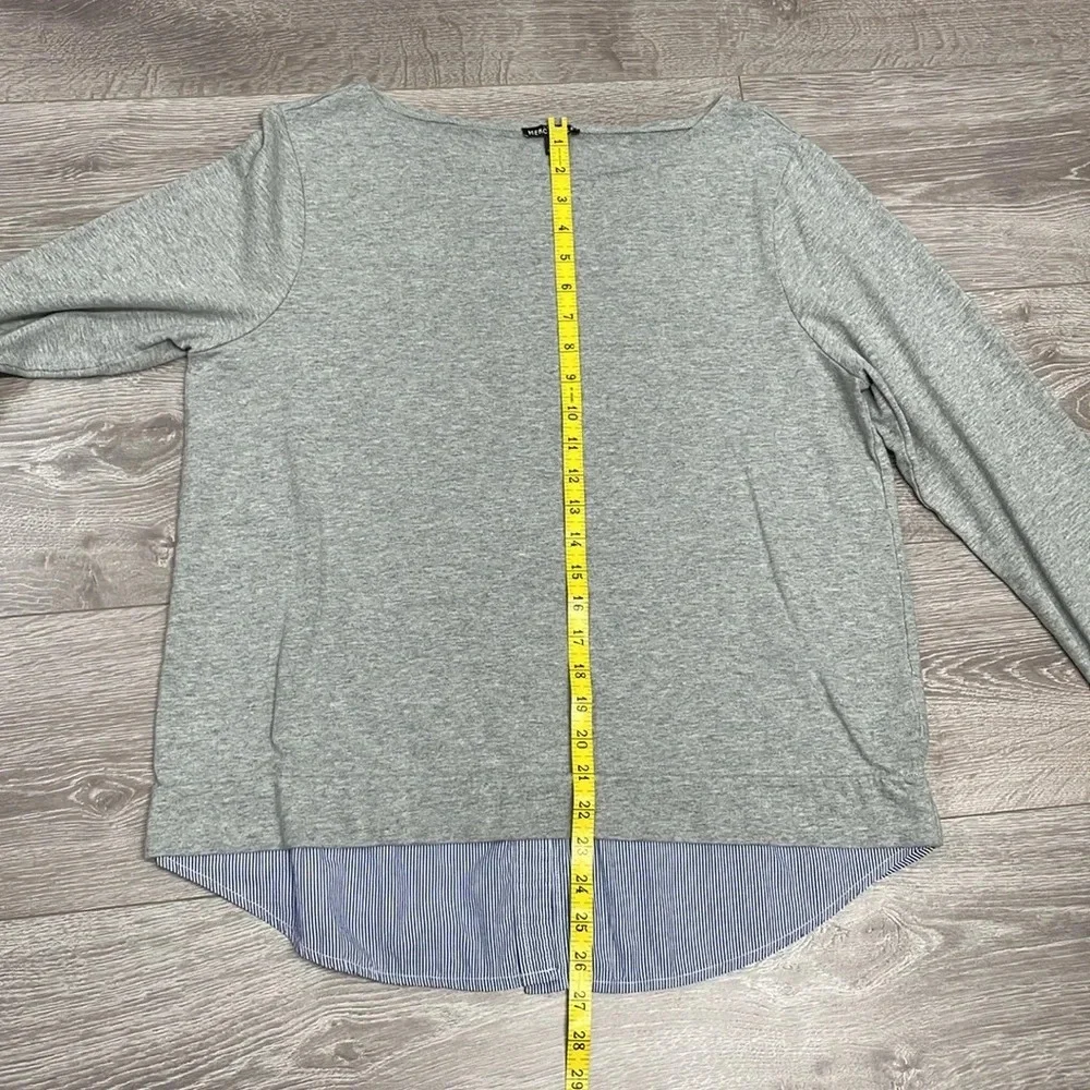 J. Crew Mercantile Boatneck Long Sleeve Gray Tee with Faux Layered Look L